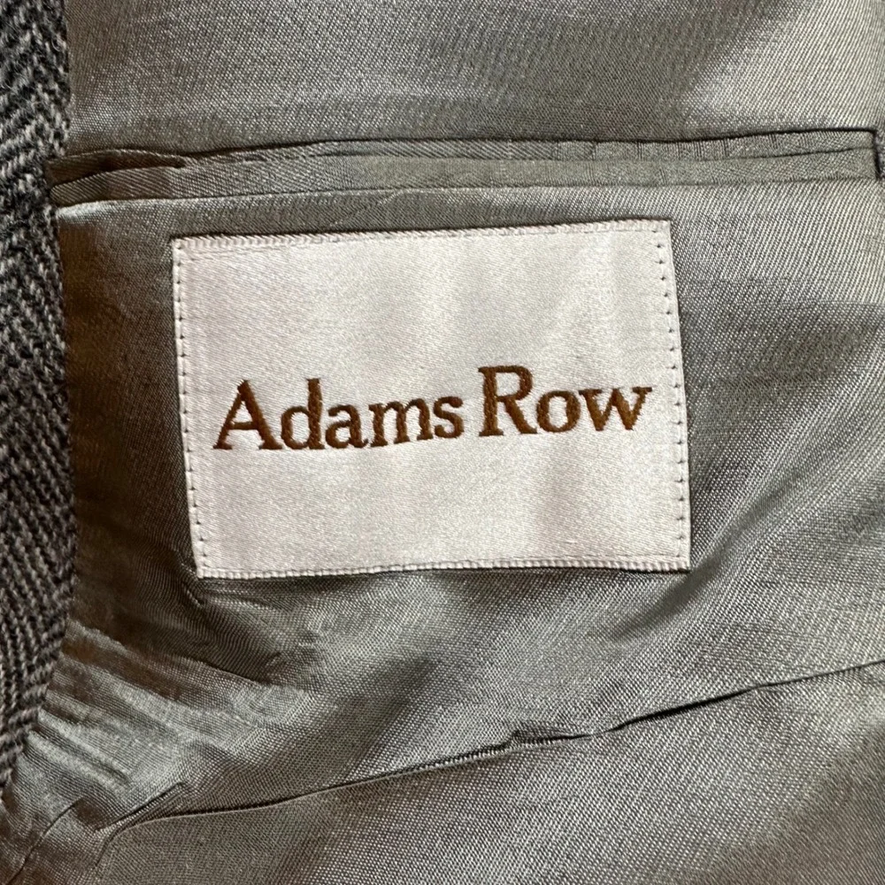 Adams Row Mens Grey Herringbone Wool Blazer Sport Coat Vintage Union Made USA